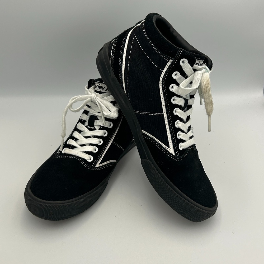 Hurley Men's 8 Skate Shoes Canvas Lace Up High Top‎ Kayo Chukka Black White 90s - Picture 13 of 13